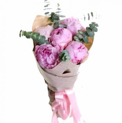 5 Пионов с оформлением